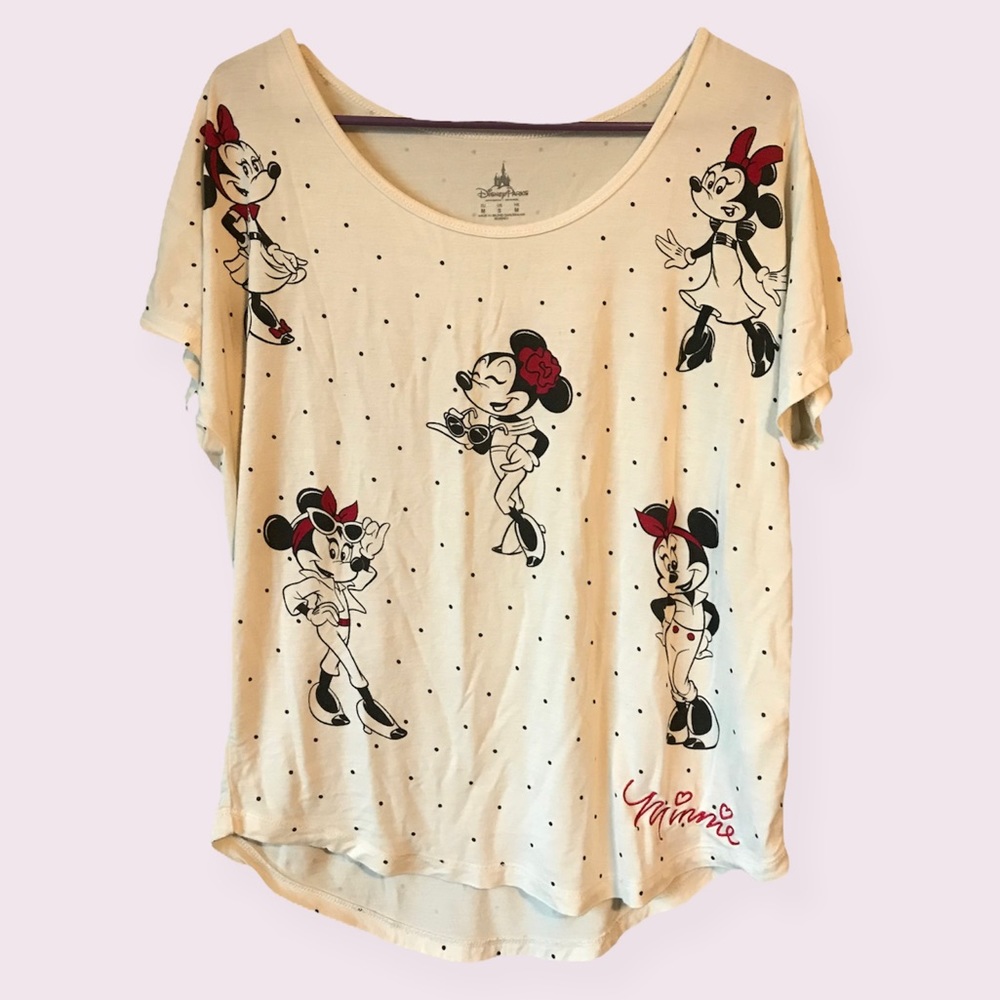 Disneyland Minnie Mouse Polka Dot Blouse Sz Small